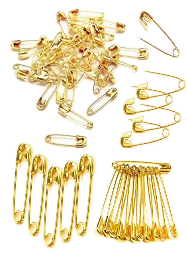 VO design CHEM-AB ENTEREPIRSE Small Gold and Silver Plated Safety Pins for Saree Nappy Pin Lock pin for Blanket Sweater Perfect for Clothes Craft Sewing Pinning Hijab pin for Women and Girls (Gold, 24) - Image 1